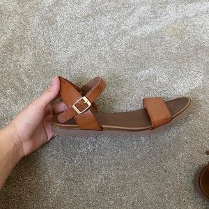 Rock & Candy faux leather strap with buckle flat sandal